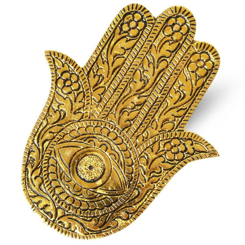 Aluminium Golden Antique Fatima Hand Incense Holder