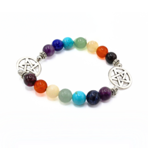 7 Chakra Beads Bracelet with Pentacle Pendant