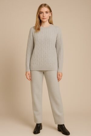Sweater and pants set with twisted detail pockets