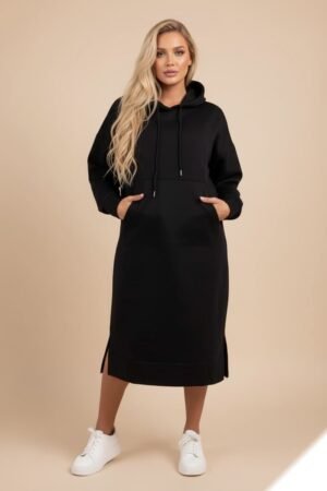 Hooded dress with front pocket