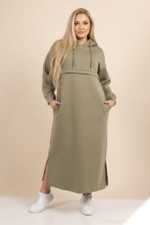 Long hooded dress with 2 pockets