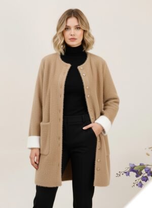 Soft fur jacket with elegant button