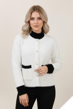 Soft fur jacket with beaded details