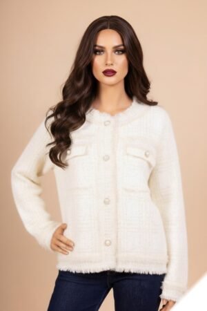 Soft fur jacket with frayed details