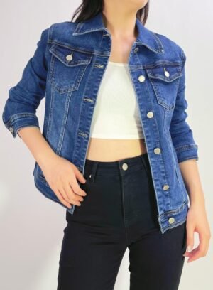 Stretch denim jacket four pockets size 38-50