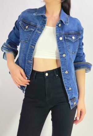 Stretch denim jacket four pockets size 38-50