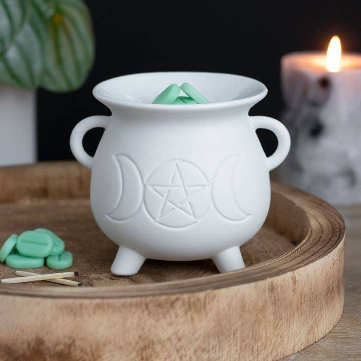 Triple Moon Cauldron Oil Burner White - Image 4