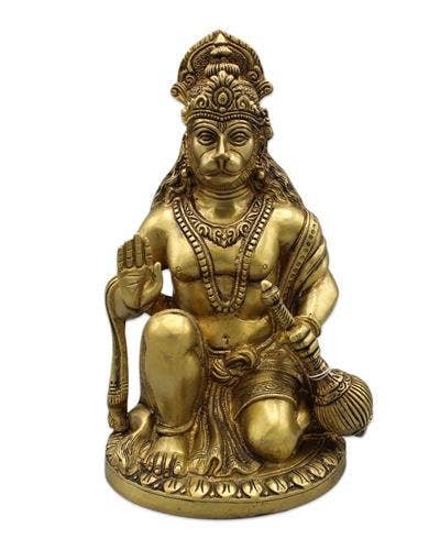 Hanuman Sitting B/hand Rd. Base 9.5"
