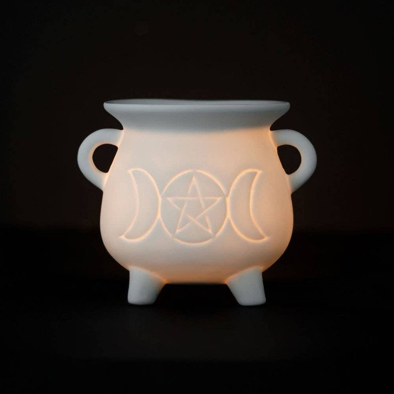 Triple Moon Cauldron Oil Burner White - Image 5