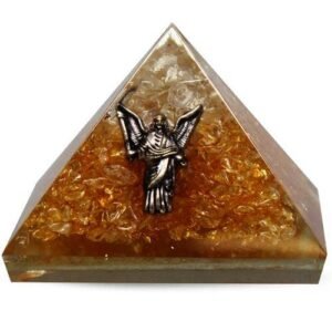 Orgonite Angel Pyramid with Citrine & Clear Quartz - 6 cm