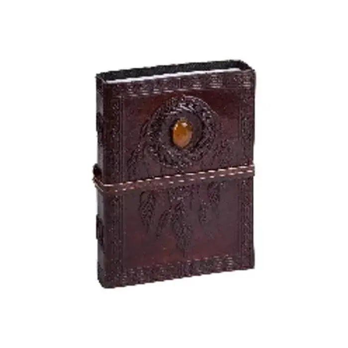 Leather Journal Dream Catcher with precious stone