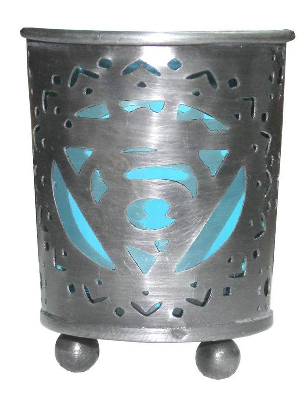 Chakra Votive Holder Blue Glass Insert - Throat