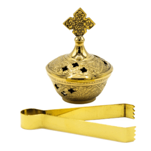 Incense Burner and Tong Brass (6 cm) Set of 2
