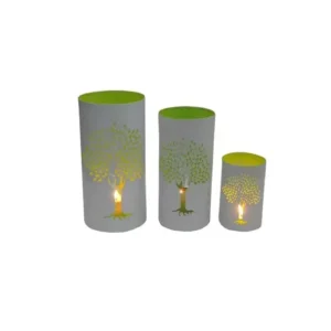 Metal Tree of Life Candle Holder Set of 3 ( 29/25/15cms) whi
