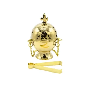 Incense Burner Cup and Tong Brass ( 16 cm )