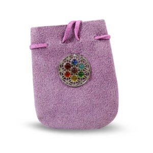 Suede Bag Purple-Chakra Flower of Life 3.25" X 2.75"