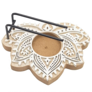 Palo Santo & White Sage Burner Lotus (Natural Wood)