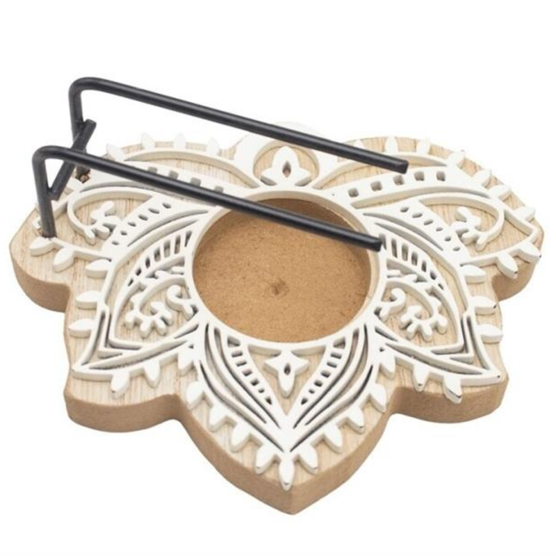 Palo Santo & White Sage Burner Lotus (Natural Wood)