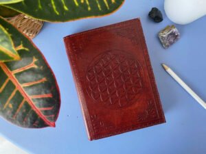 Leather Embossed Flower of Life journal 17x12cm