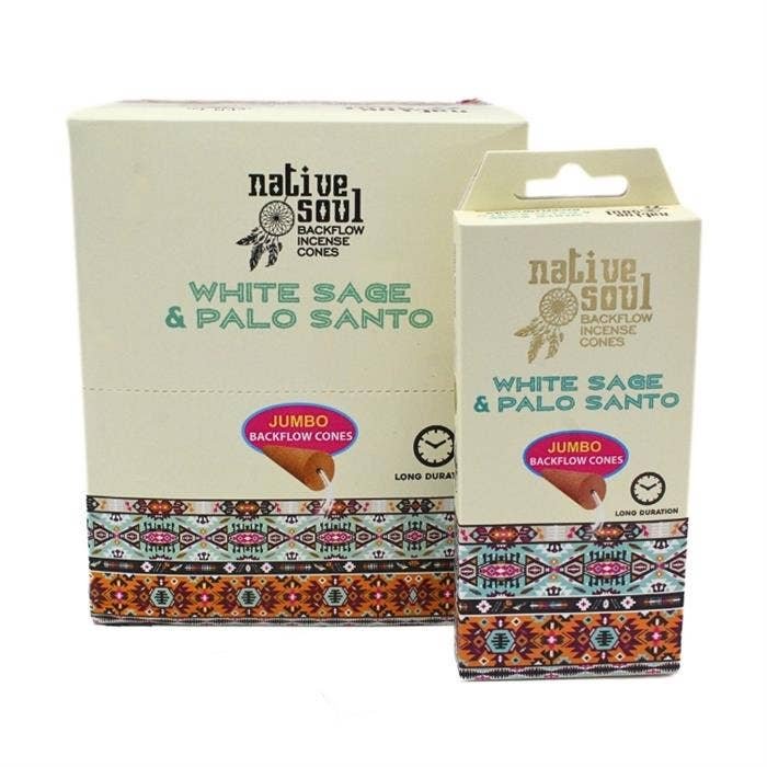 Native Soul Jumbo Backflow Cones White Sage & Palo Santo - Image 2