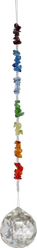 HANGING CRYSTAL-CHAKRA GLASS CHIPS (CLEAR BALL)