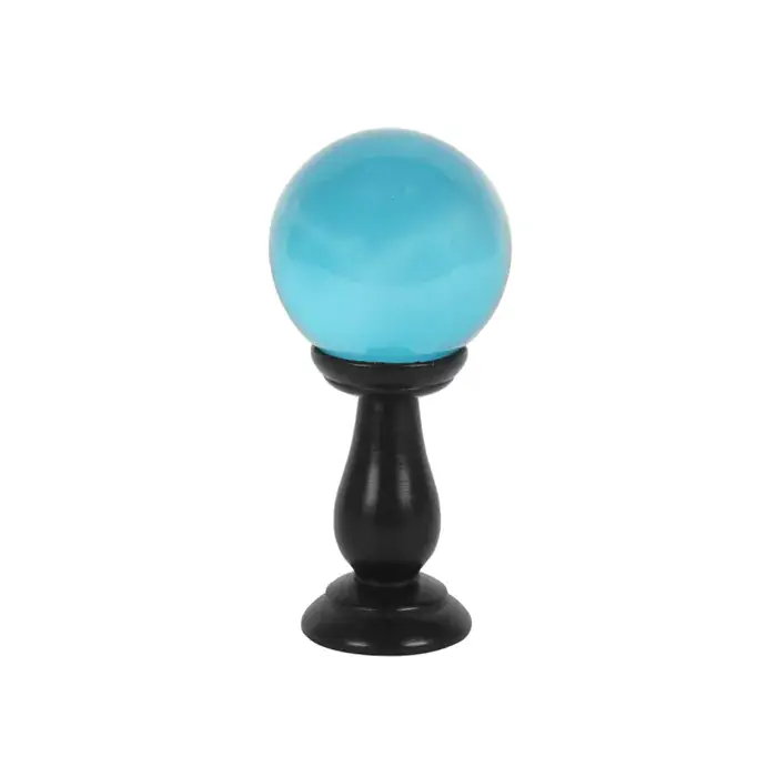 Small Teal Crystal Ball On Stand