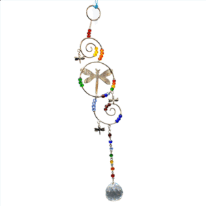 WIRE HANGING CRYSTAL CHAKRA DRAGONFLY 13.25"
