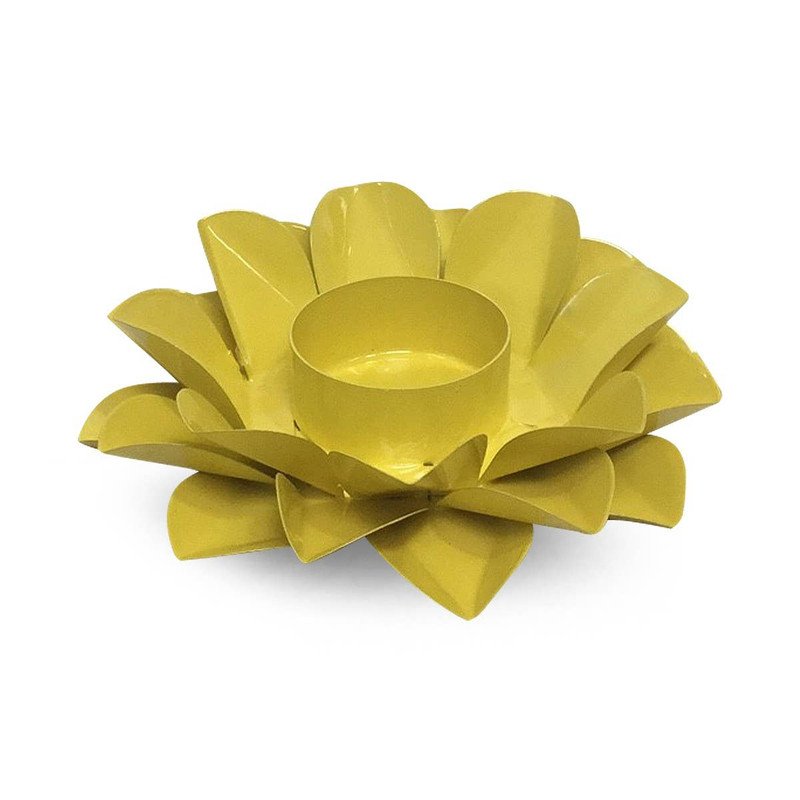 Lotus Candle Holder Green Yellow Solar Plexus