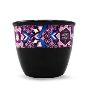 Ceramic Smudge Bowl Flower of Life Black Larges