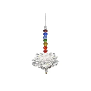 Glass Hanging Crystal 7 Chakra Beads Lotus Flower Clear.