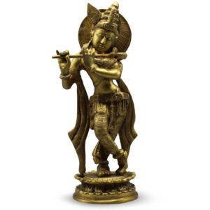 Krishna Standing on Rd. Base W/ Ring 11.5"