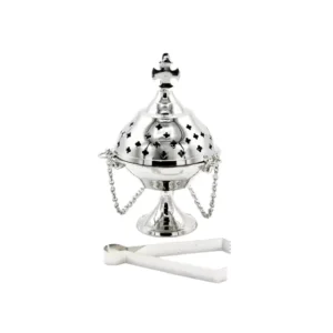 Nickel Hanging Incense Burner with Cross