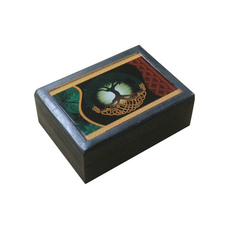 Earthly Colors Tree of Life Theme - Black Wooden Box