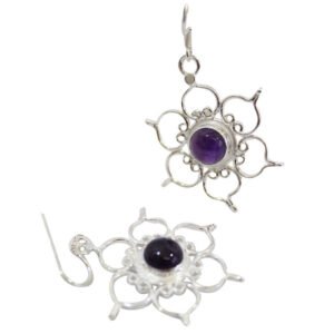 Sterling Silver Earrings Lotus- Amethyst
