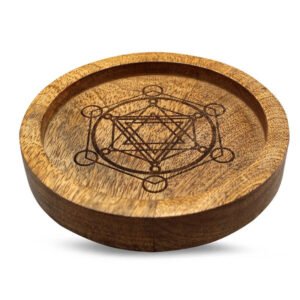 Mango Wood Crystal Grid Tray Metatron 15 Cm
