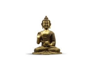 Buddha Sitting Asthmangal W/o Base Carved Gold Mat 10,5"
