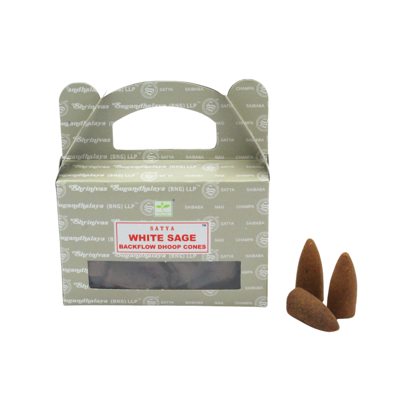 Satya White Sage Backflow Dhoop Cones - Image 3