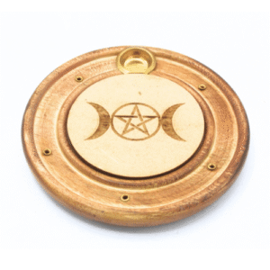 Wooden Incense Burner Triple Moon & Star 10 cm