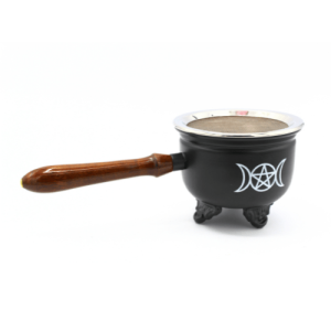 Cauldron With Wooden Handle & Lid Triple Moon Star
