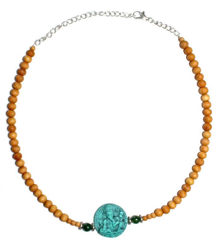 Chocker Sandalwood -Turquoise Ganesh