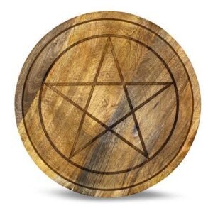 Mango Wood Crystal Grid Tray Pentagram 30 cm