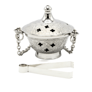 Incense Burner and Tong Nickel (8 cm) Set of 2