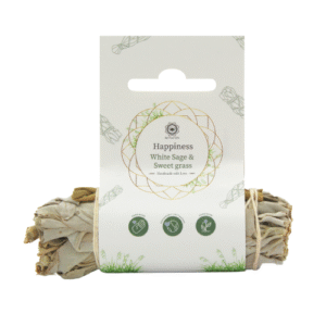 White Sage & Sweetgrass Smudge Stick 10cm with Label