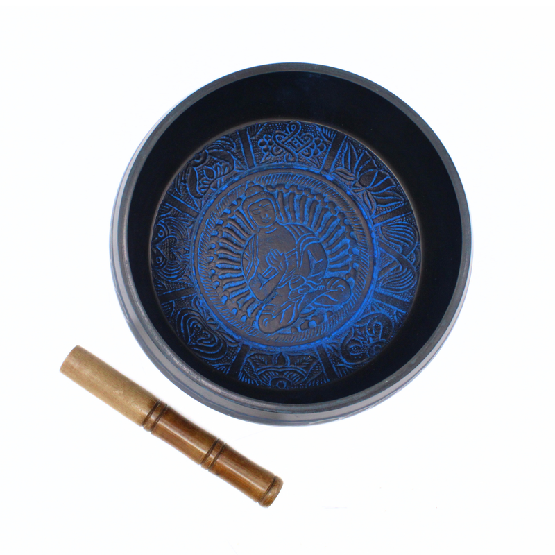 Singing Bowl aluminium 20 cm Buddha Blue - Image 2