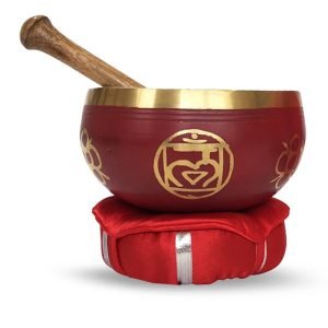 Brass Singing Bowl with Stick & Cusion  10 Cm Base Chakra