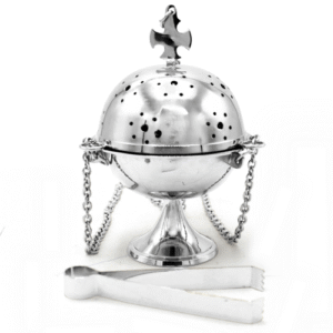 Incenseburner set of 3 pcs. Nickel 17.5 cms