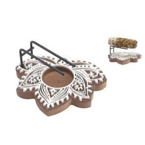 Palo Santo & White Sage Burner Lotus (Dark Wood)