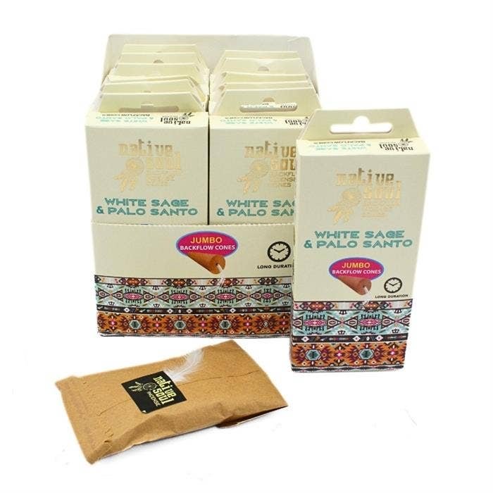 Native Soul Jumbo Backflow Cones White Sage & Palo Santo