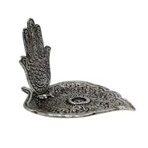 Incense Holder Hamsa Hand Silver Antique Finish