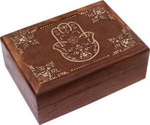 Wood Box Laser Engraved-Fatima Hand 5x7"